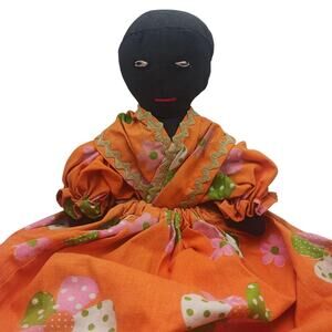 1960s vintage folk art rag doll Black Americana African-American 16" handmade